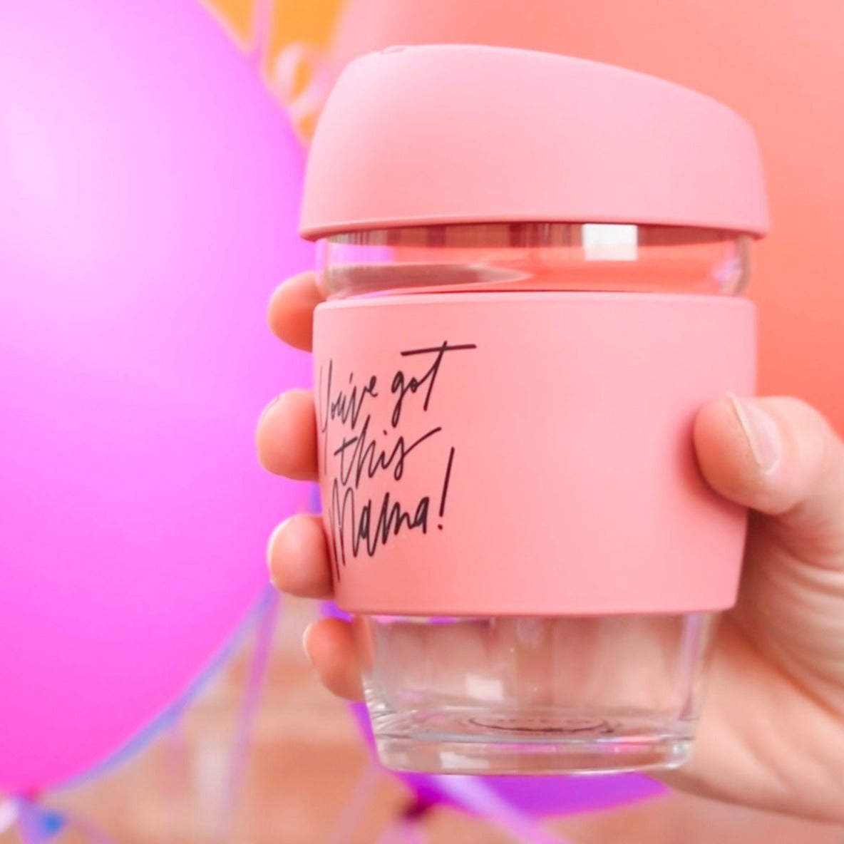 You've Got This Mama Glass Reusable Travel Cup : Terracotta Pink