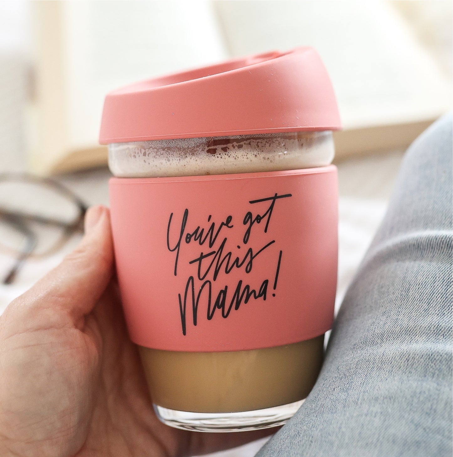 You've Got This Mama Glass Reusable Travel Cup : Terracotta Pink